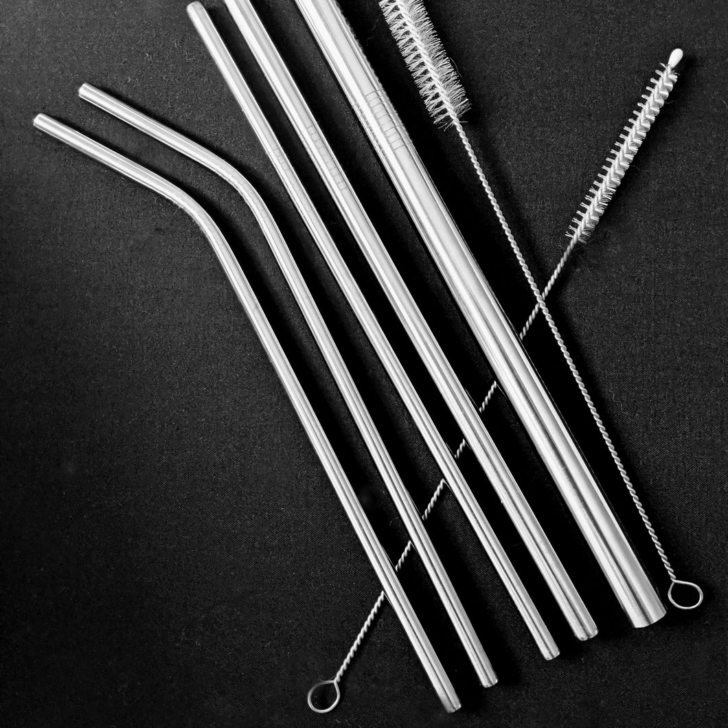 Stainless Steel Straws + Carrying Pouch